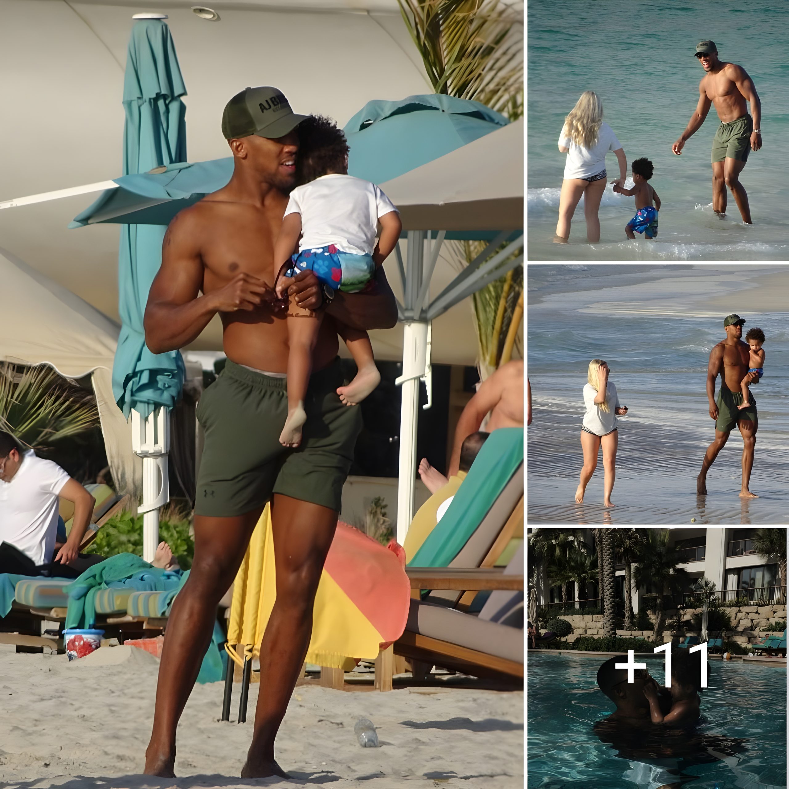 Cover Image for Doting Dad Anthony Joshua Enjoys Quality Time with Son Joseph on Dubai Beach.